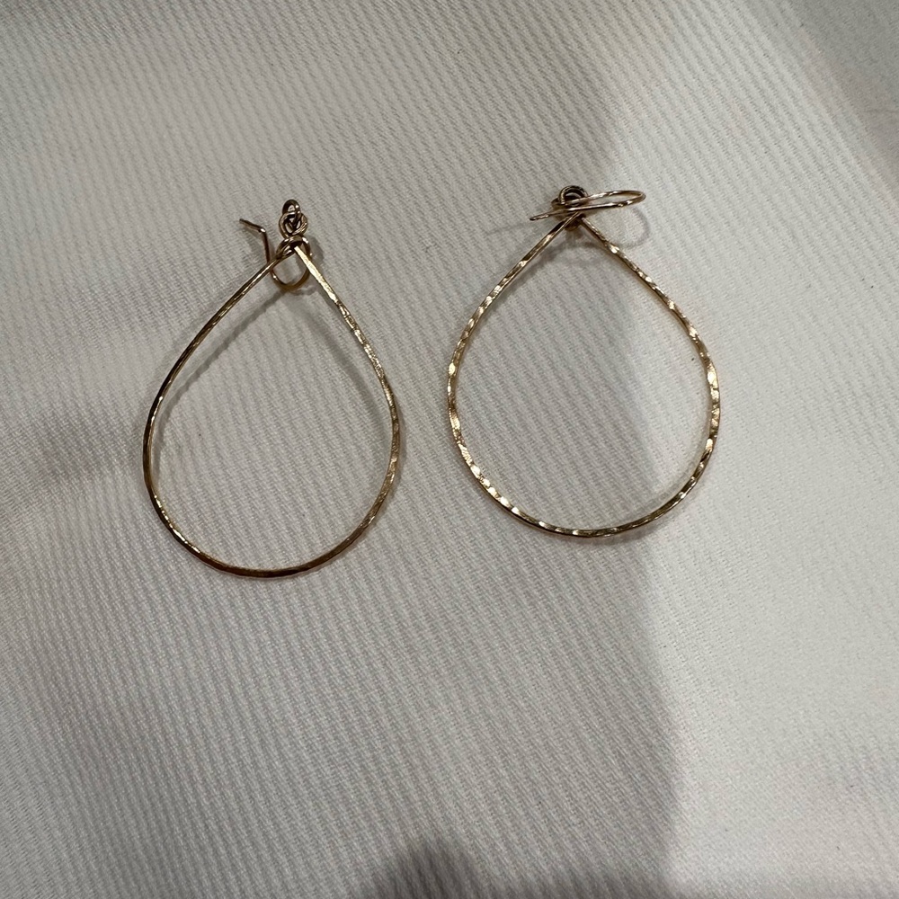 Gold Teardrop Hoop Earrings - Minimalist Women Jewelry